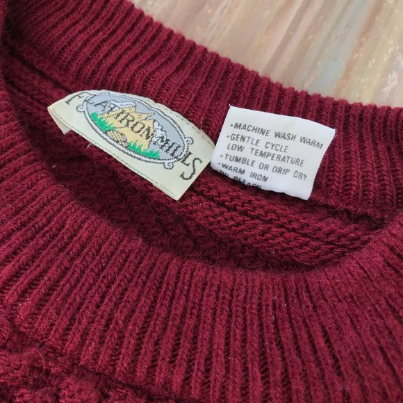 Flatiron Mills Pullover Sweater Vintage Textured Knit Red & Green Holiday Stripe - Picture 6 of 9